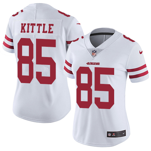 Women's NFL San Francisco 49ers #85 George Kittle White Vapor Untouchable Limited Stitched Jersey(Run Small)